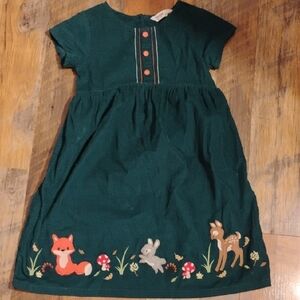 Beebay Cordury Green Dress With Animal Embroidery